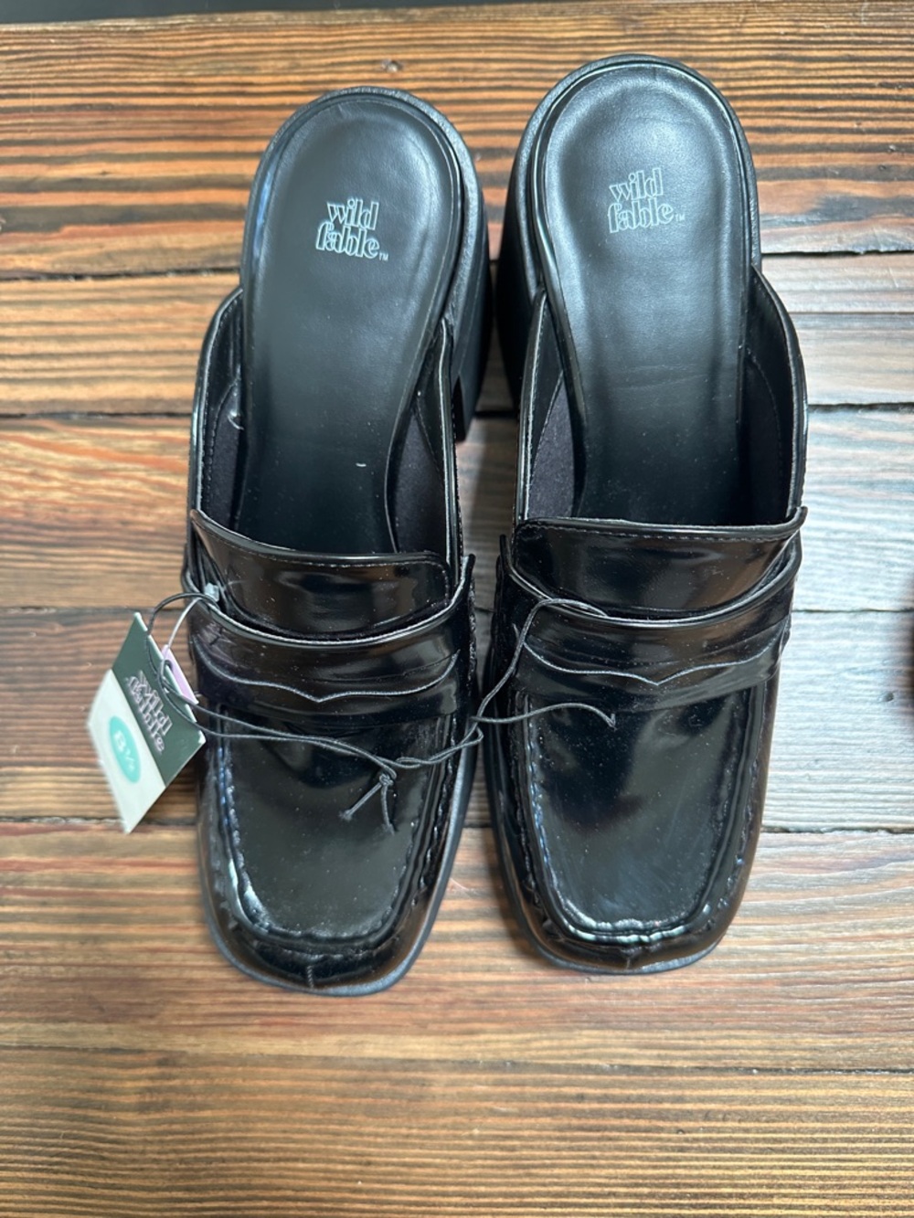 wild fable Black Patent Loafer Mules 8.5